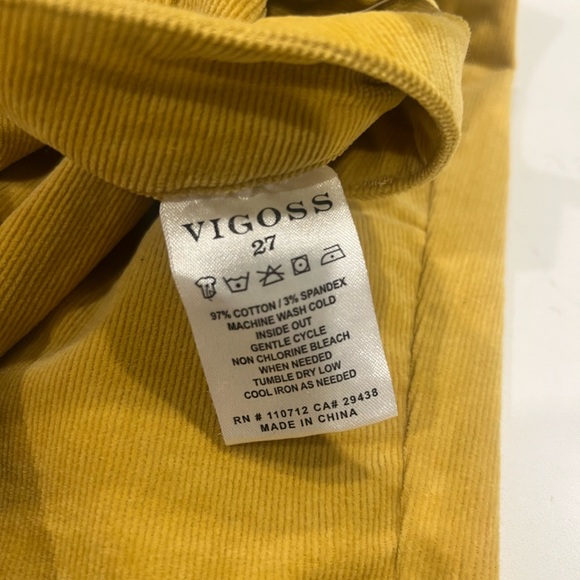 NWT Yellow Vigoss Linnie Button-Front Corduroy Pants - Picture 7 of 7